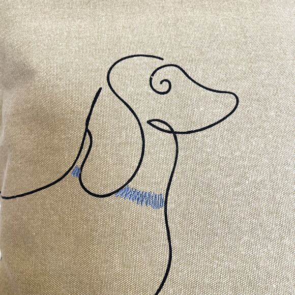 ED Ellen Degeneres Dachshund Dog Accent Throw Pillow 20X20 Tan Embroidered Zip - Picture 4 of 12